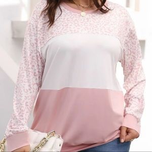 Plus Size Pink Animal Print Sweatshirt Size 0XL